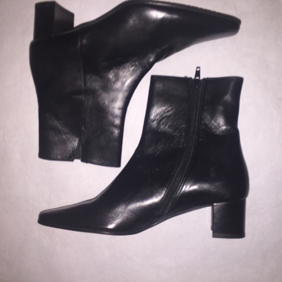 Vaneli Shoes - Buttersoft Black Leather semi square-toe ankle boots